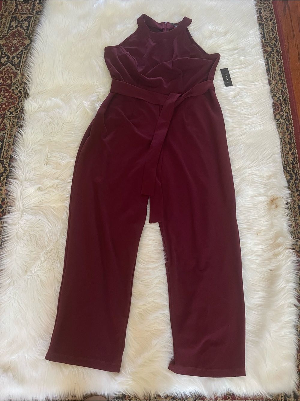 NWTTiana B. Sleeveless Halter Wide-Leg Jumpsuit in Burgundy SZ1X - Picture 5 of 10